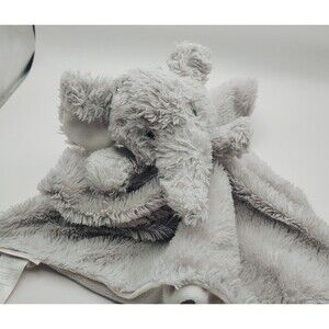 Elegant Baby Lovey Security Blanket Grey Elephant  Security Blanket Fuzzy soft